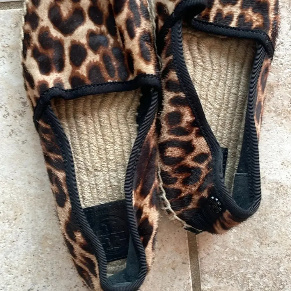 Tory Burch Leopard-print Calf Hair Espadrilles Flats